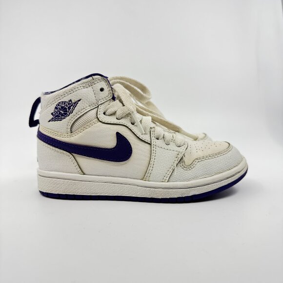 Nike Air Jordan 1 Kids Size 11C White/Purple High OG Streetwear 705321-137 - Picture 3 of 9